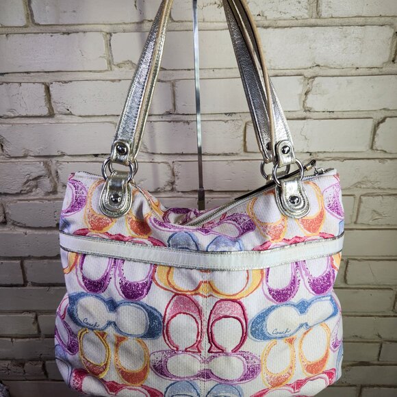 Coach Poppy Dream Signature C's Colorful Tote Bag - Picture 4 of 15